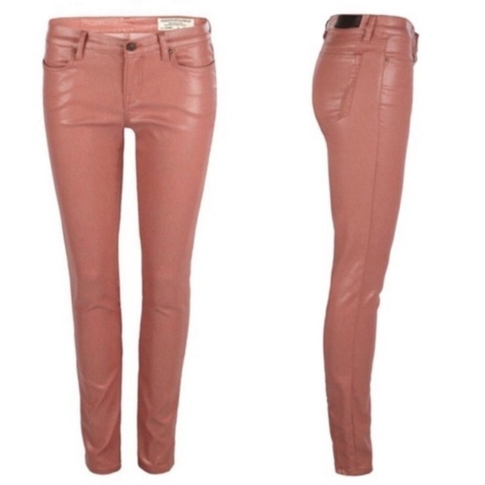 All Saints Coral Faux Leather Skinny Moto Jeans - Brodie